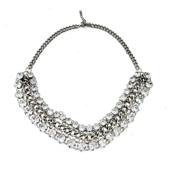 Crystals & Silver-tone Chain Statement Necklace - Picture 1 of 5
